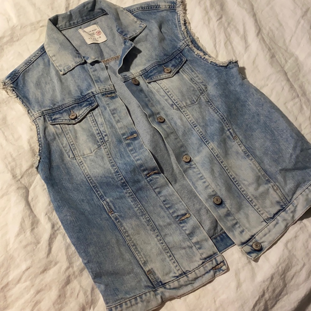 Oversized Distressed Denim Vest